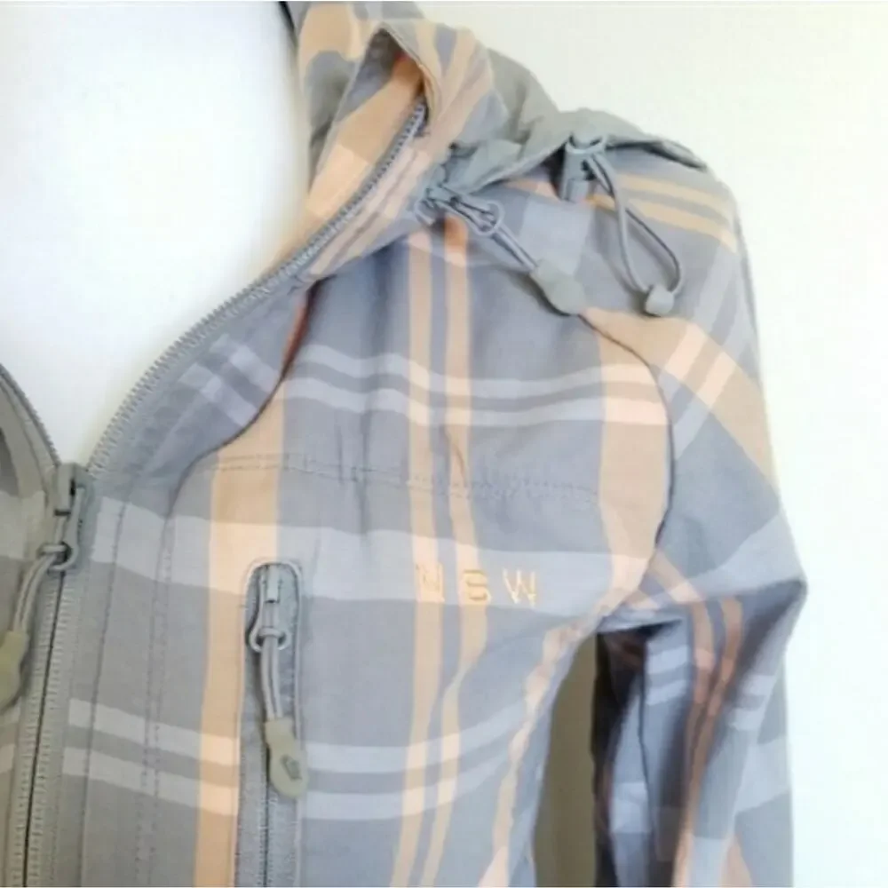 Nike Firefly Gray and Orange Plaid Zip-up Jacket with Hood XS
